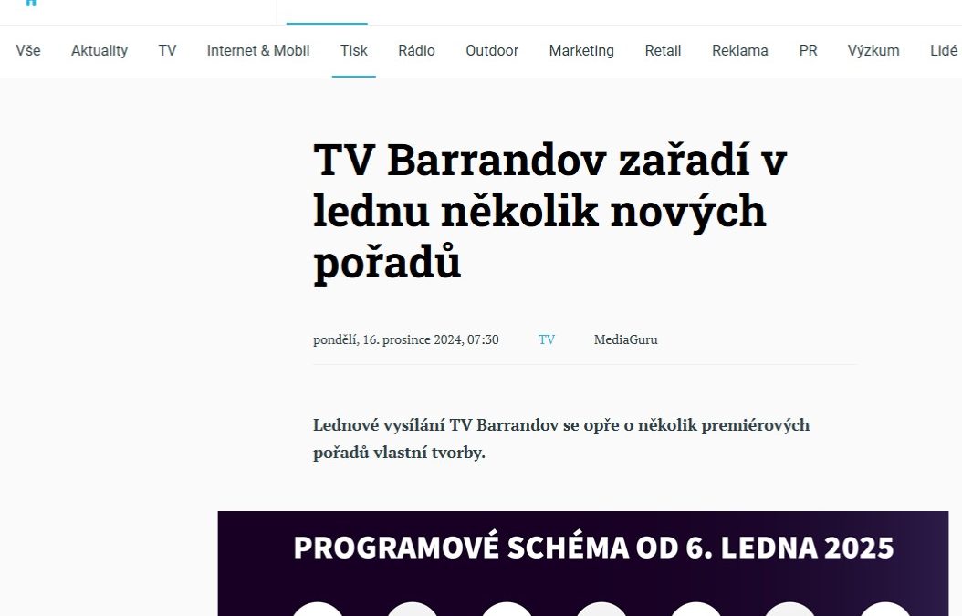 Nové pořady na TVB