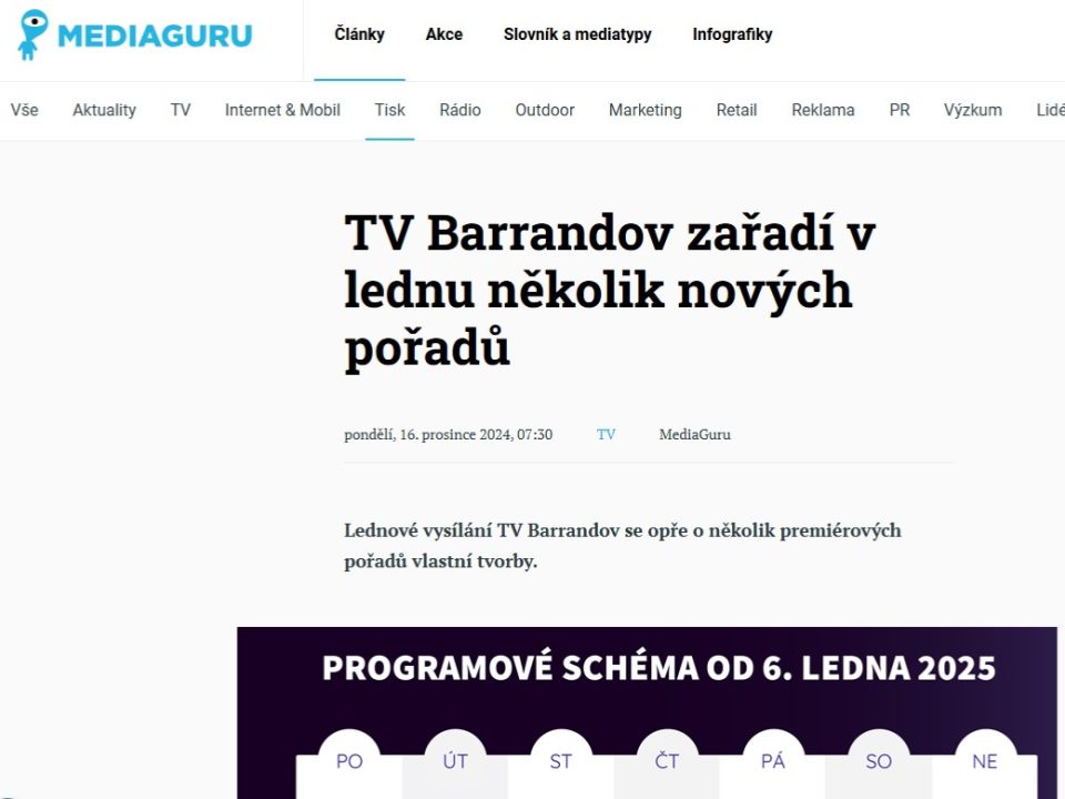 Nové pořady na TVB